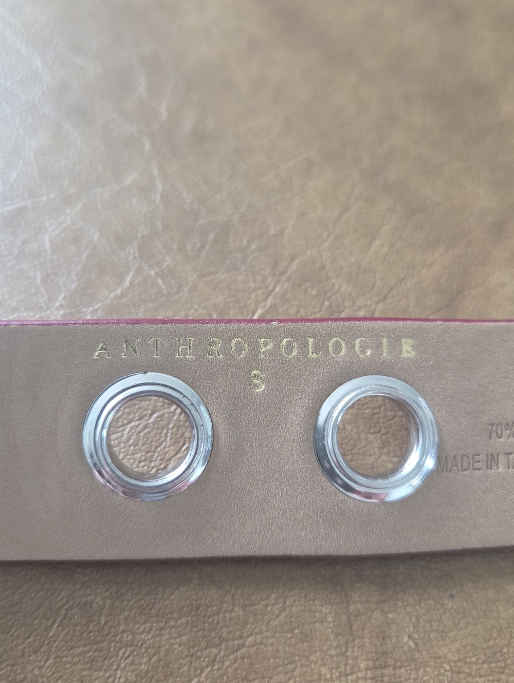 Anthropologie Burgundy Leather Grommet Moto Belt Silver Hardware NEW NWT Small - Picture 2 of 6
